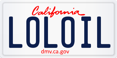 CA license plate LOLOIL