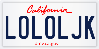 CA license plate LOLOLJK