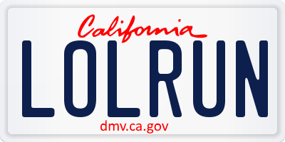 CA license plate LOLRUN