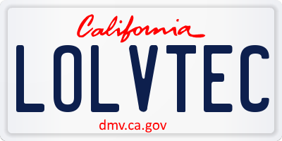 CA license plate LOLVTEC