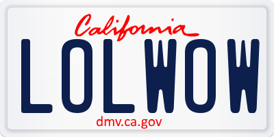 CA license plate LOLWOW