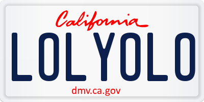 CA license plate LOLYOLO