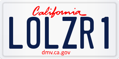 CA license plate LOLZR1