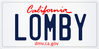 CA license plate LOMBY