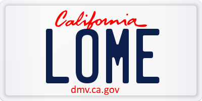 CA license plate LOME