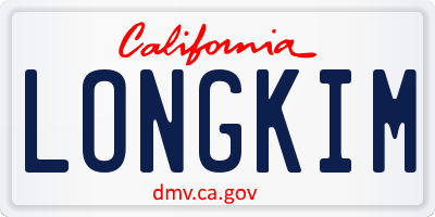 CA license plate LONGKIM