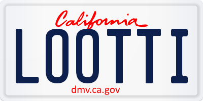 CA license plate LOOTTI