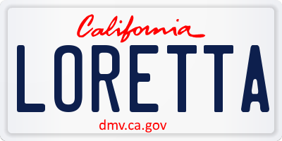 CA license plate LORETTA