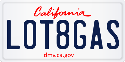 CA license plate LOT8GAS