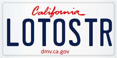 CA license plate LOTOSTR