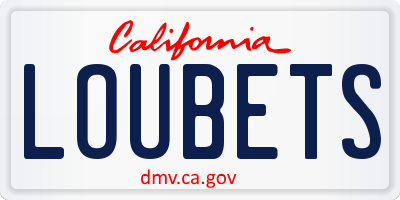 CA license plate LOUBETS