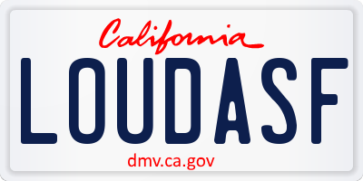 CA license plate LOUDASF