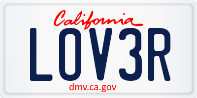 CA license plate LOV3R