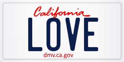 CA license plate LOVE