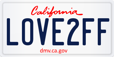 CA license plate LOVE2FF