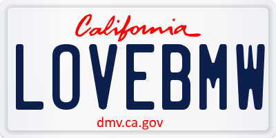 CA license plate LOVEBMW