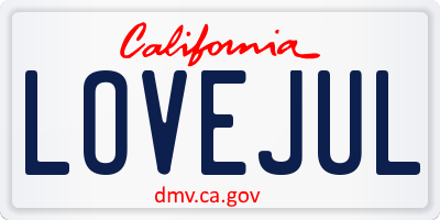 CA license plate LOVEJUL