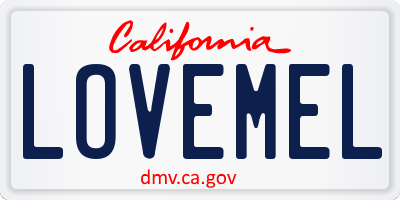 CA license plate LOVEMEL