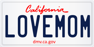 CA license plate LOVEMOM