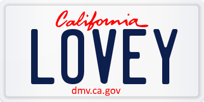 CA license plate LOVEY