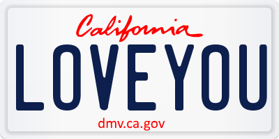 CA license plate LOVEYOU