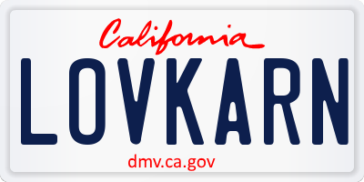 CA license plate LOVKARN