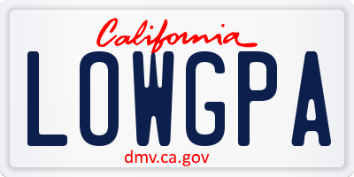 CA license plate LOWGPA