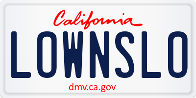 CA license plate LOWNSLO