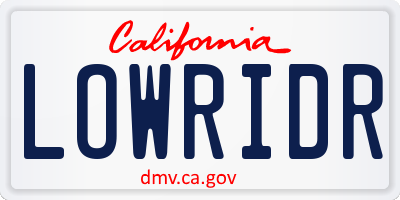 CA license plate LOWRIDR