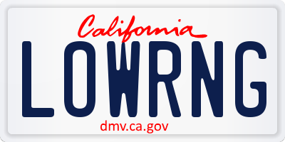 CA license plate LOWRNG