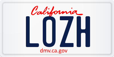 CA license plate LOZH