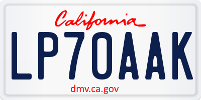 CA license plate LP70AAK