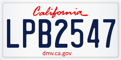 CA license plate LPB2547