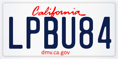 CA license plate LPBU84