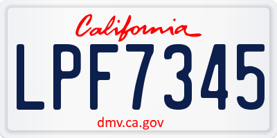 CA license plate LPF7345