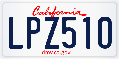 CA license plate LPZ510