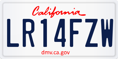 CA license plate LR14FZW