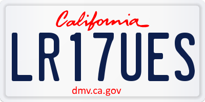 CA license plate LR17UES