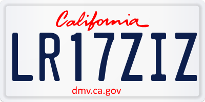 CA license plate LR17ZIZ