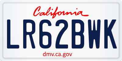 CA license plate LR62BWK