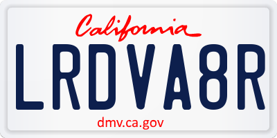 CA license plate LRDVA8R