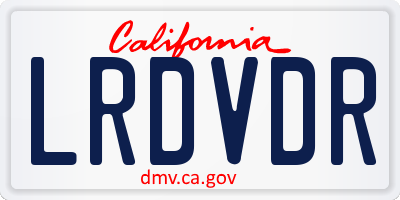 CA license plate LRDVDR