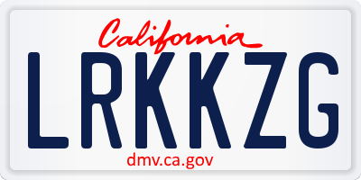 CA license plate LRKKZG