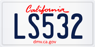 CA license plate LS532