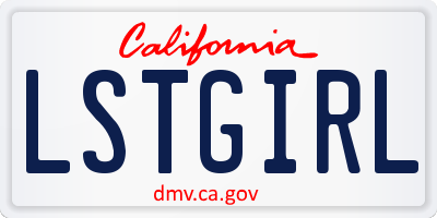 CA license plate LSTGIRL