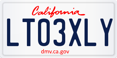 CA license plate LT03XLY