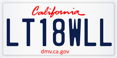 CA license plate LT18WLL