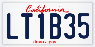 CA license plate LT1B35