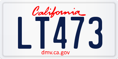 CA license plate LT473