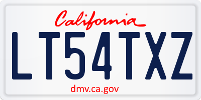 CA license plate LT54TXZ